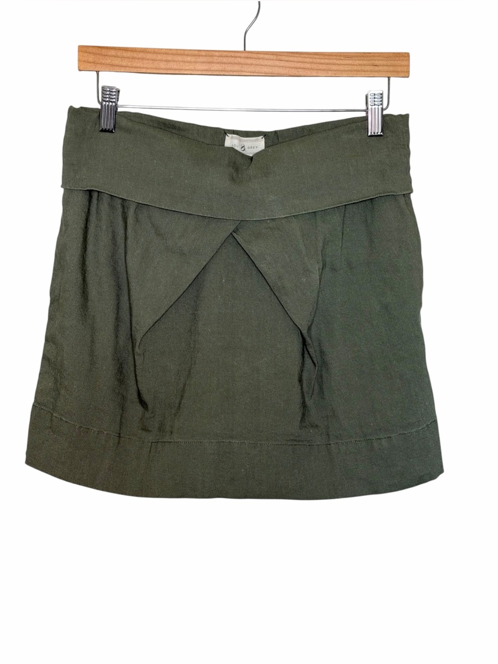 Loft Lou & Grey Olive Green Women's Skirt - Fold Detail Waist linen size small